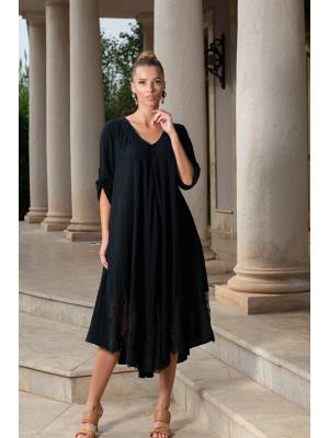 Сукня з мереживною вставкою та кишенями 5070-F-black-C
